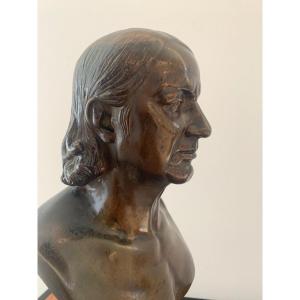 Buste En Bronze De Carl Elshoecht Le ,Baron   Larray Médecin des campagnes Napoléoniennes